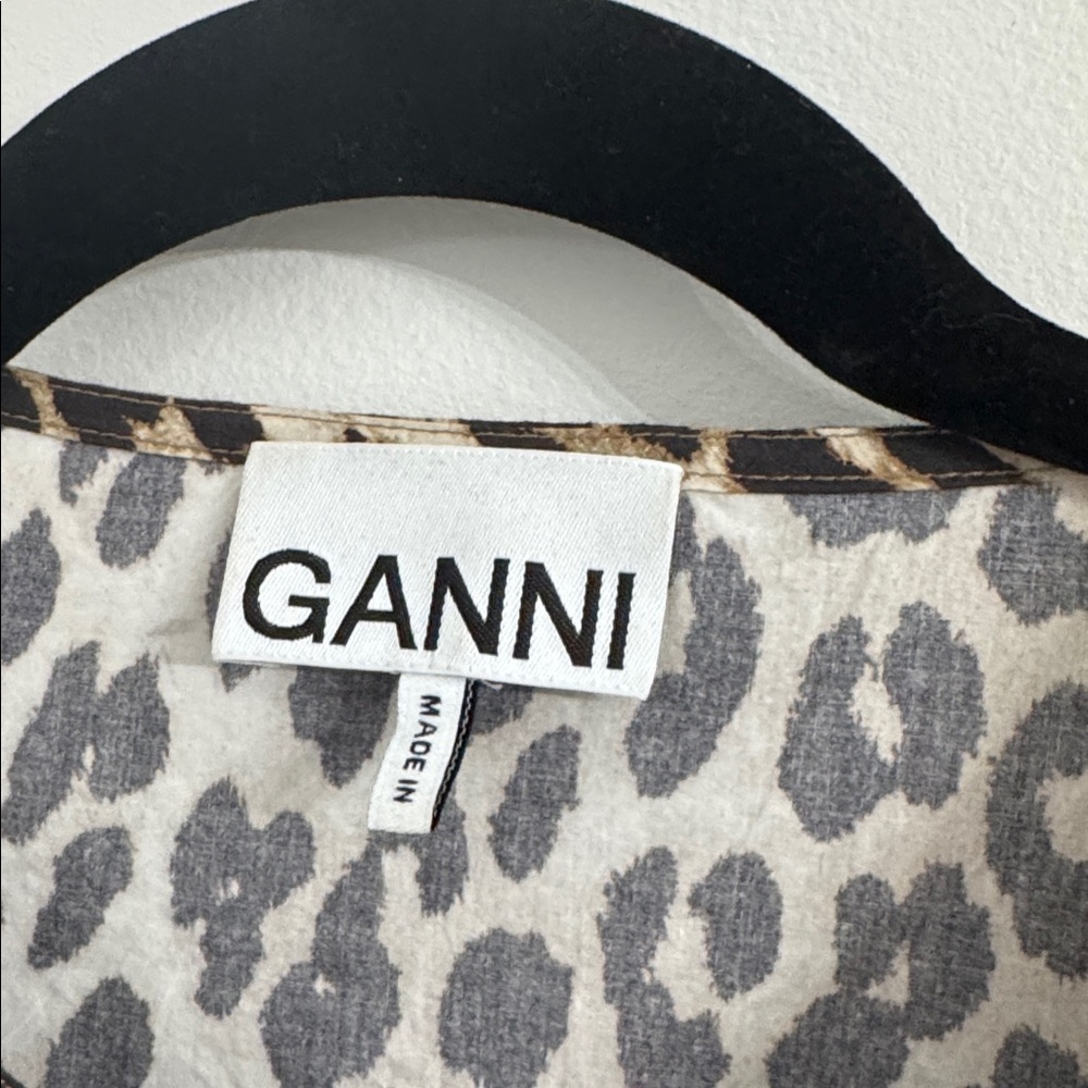 Ganni Cotton Poplin Peplum Bow Tie Top - Picture 4 of 8